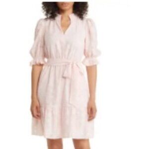 Eliza J Floral Jacquard Belted Dress